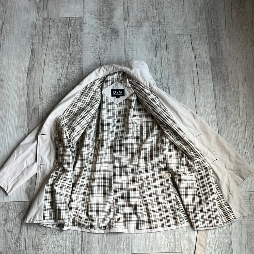 Dolce & Gabbana Cream Neutral Coat with‎ Waist Tie Size XXL
